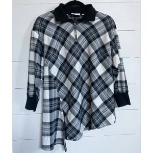 Carlisle Per Se Plaid‎ Asymmetrical Zip Up Pullover Top 4